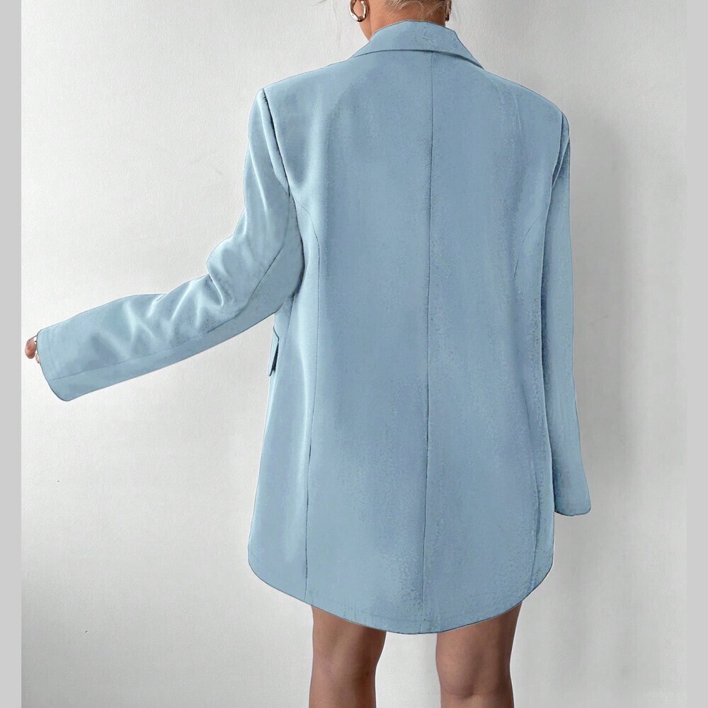 Light Blue Oversized Single-Button Blazer - Picture 2 of 5